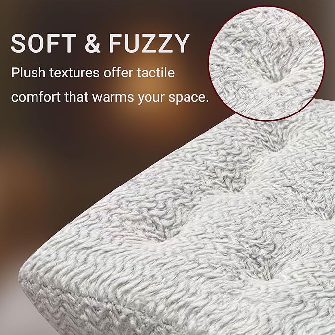 Degrees of Comfort Square Floor Cushion for Adults – Soft Velvet Meditation Pillow – Thick Tatami Seating Pad for Winter Home – 22” x 22”, Brushed Chevron, 1 Pack - Bloomnest