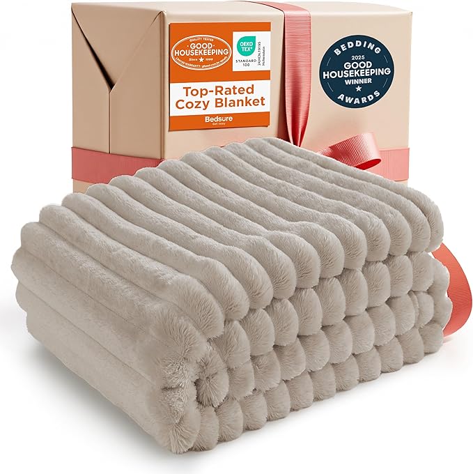 Bedsure GentleSoft Throw Blanket for Couch - Cozy Soft Blankets for Women, Cute Small Fleece Throws for Girls, Linen, 300GSM, 50x60 Inches - Bloomnest