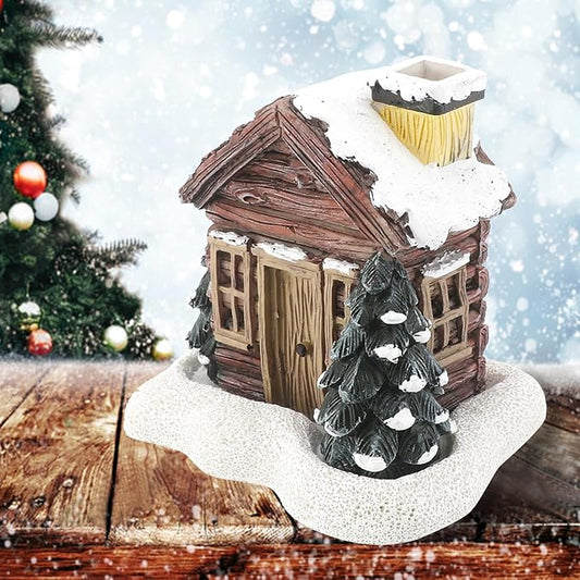 Lovely Log Cabin Incense Burner, Mini Snowy Winter Chimney Cottage Ash Catcher, Yoga Accessories Meditation Accessories, Home Chimney Decorations - Bloomnest