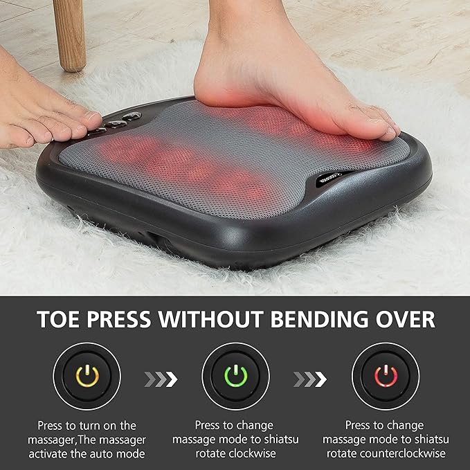 COMFIER Shiatsu Foot Massager with Heat- Kneading Foot & Back Massager with Washable Cover, Feet Warmer for Men,Women, Electric Feet Massager Machine for Plantar Fasciitis,Foot - Bloomnest