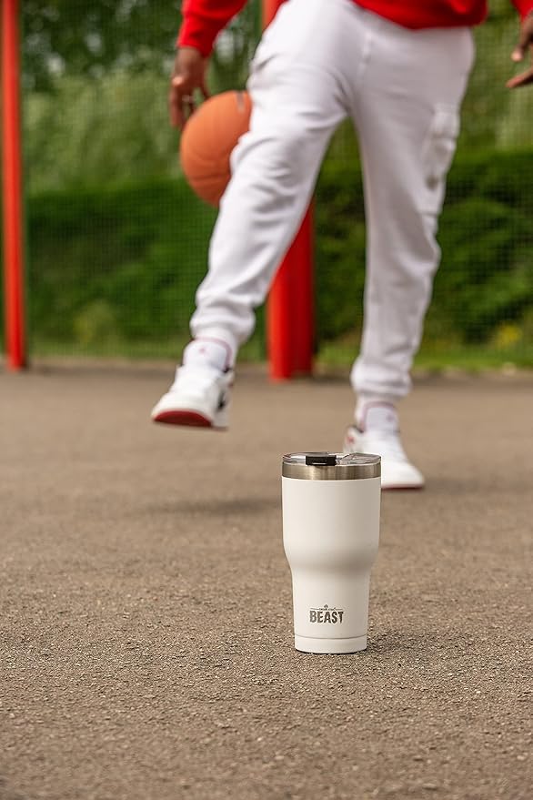 Beast 20 oz Tumbler Stainless Steel Vacuum Insulated Coffee Ice Cup Double Wall Travel Flask (Arctic White) - Bloomnest