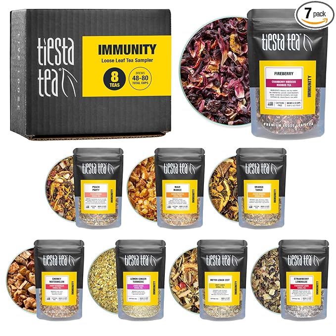 Tiesta Tea - Herbal & Rooibos Tea Sampler Dry Flight Set, Loose Leaf, No Caffeine Blend, Makes Hot & Iced, Assorted Herbal, Rooibos, Fruit Blends & More, 8 Resealable Sample Pouches - Bloomnest