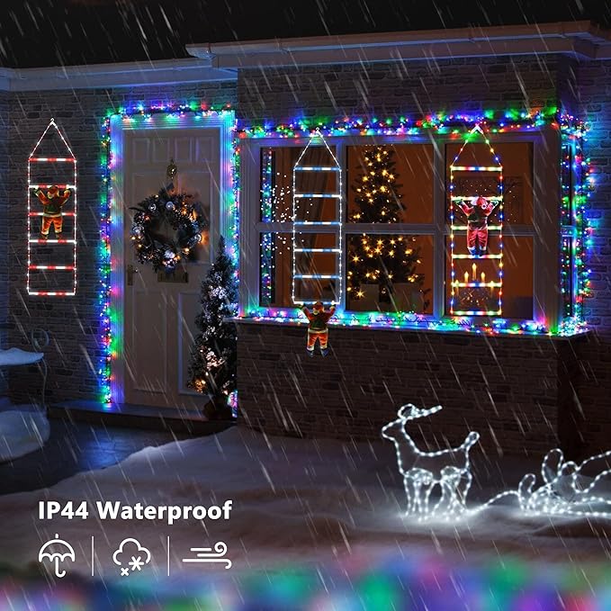 Toodour LED Christmas Light - 2.5FT Christmas Decorative Ladder Lights with Santa Claus, Xmas Decorations Light for Indoor Outdoor, Window, Garden, Home, Wall, Xmas Tree Decor - White & Blue - Bloomnest
