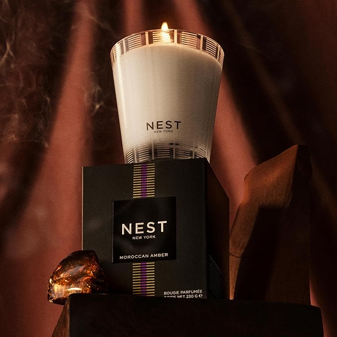 NEST New York Scented Classic Candle, Moroccan Amber - 8.1 oz - Up to 60-Hour Burn Time - Reusable Glass Vessel - Bloomnest