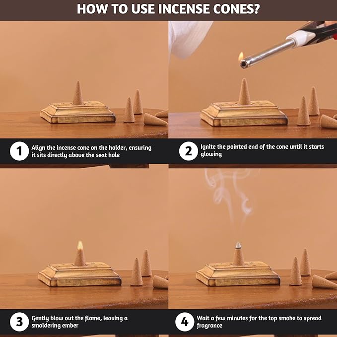 Folkulture Incense Cones (30 Cones) | Set of 2 Premium Insence Cones for Energy, Healing, Aromatherapy Gifts | No Charcoal, Organic, Non Toxic Vanilla & Cinnamon Scented Inscents-Cones FOLKULTURE