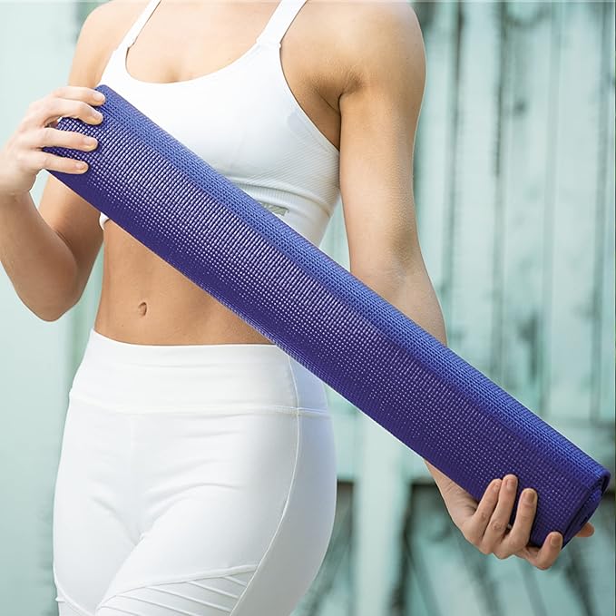 10-Pack Classic Yoga Mat With Carrying Strap, 68" x 24" Non Slip Exercise Mat, 4mm Thick Fitness Mat, Anti-Tear, Bulk Yoga Mats for Home Workout, Gym, School, or Studio - Bloomnest