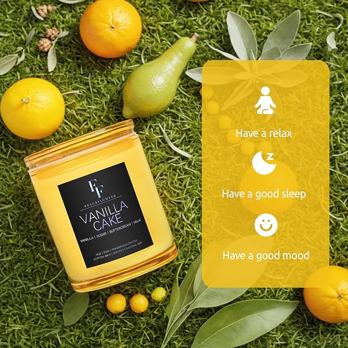 Vanilla Cake Scented Candle, 2-Wick Luxury Soy Wax Candle, 9 oz Aromatherapy Candle Home Fragrance Candles Gift - Bloomnest