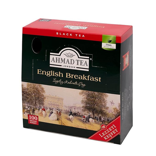 Ahmad Tea Black Tea, English Breakfast Teabags individually wrapped in foil, 100 ct - Caffeinated & Sugar-Free - Bloomnest