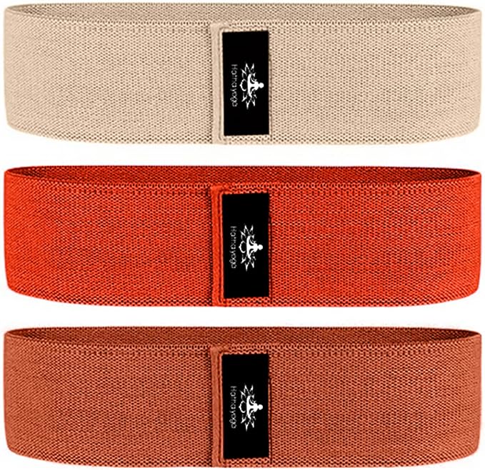 Hatha Yoga Large Resistance Band,14.5" x3.15",Fabric Exercise Loop Bands with Instruction Guide and Carry Bag, Set of 3. - Bloomnest