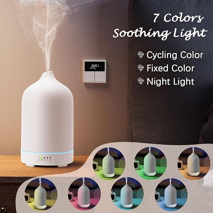 Diffuserlove Ceramic Diffuser 250ML Essential Oil Diffusers Aromatherapy Essential Oil Diffuser for Room Air Diffuser for Home Bedroom Stone Diffuser (White Big Size 250ml) - Bloomnest