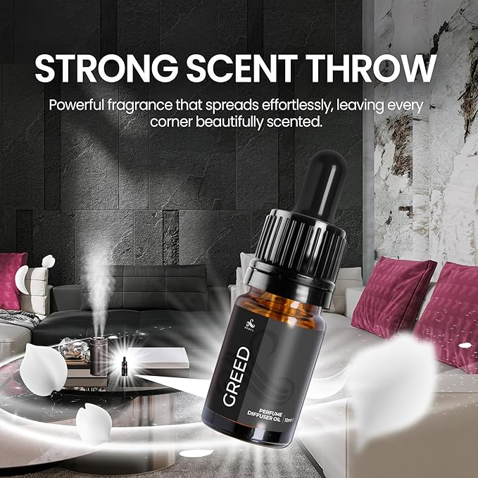 Greed Diffuser Oil | Perfume Diffuser Oil Refill | 10ml Oil Diffuser Essential Oils | Versatile and Mess-Free | Long-Lasting Essential Oils for Humidifiers for Spa, Home, and Office by Perfa - Bloomnest