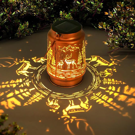Solar Lanterns Outdoor Garden Decor, Gifts for Women, Mom, Grandma, Birthday, Thanksgiving, Decorative Waterproof Hanging Metal LED Light for Yard, Patio, Lawn, Landscape, Backyard (Deer) - Bloomnest