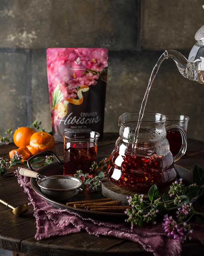 Gardenika Organic Cinnamon Hibiscus Loose Leaf Tea | Natural & Antioxidant Rich | Caffeine-Free | 55+ Cups | USDA Organic & Kosher | 4 oz - Bloomnest