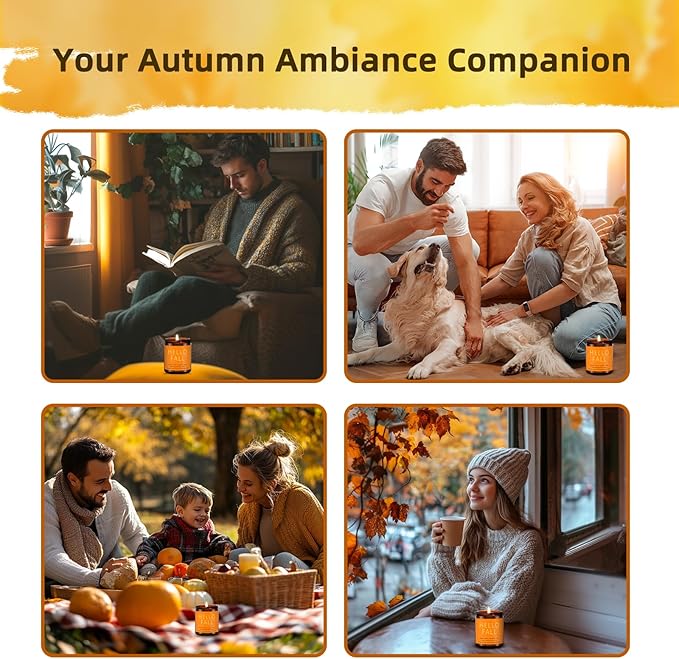 Fall Scented Candles Hello Fall 7oz – Warm Pumpkin Spice & Sweet Apple Soy Wax Candle for Cozy Autumn Home Décor, Perfect Fall Gift, 50 Hour Long Burn - Bloomnest