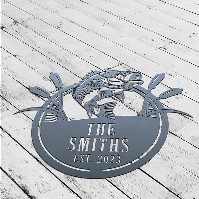 Bass Fishing Custom Metal Sign | Fishing Lovers Wall Art Metal Signs Customized | Fisherman Personalized Home Decor Sign | Custom Signs Outdoor Metal | Indoor Custom Wall Art | Personalized Wall Art - Bloomnest
