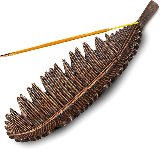 Raajsee Incense Holder Set With Nag Champa Sticks 15gm, Leaf Stick Burner, Brass Burner, Modern Holder for Yoga, Meditation, Home Decor - Size 10x4 Inches Copper - Bloomnest