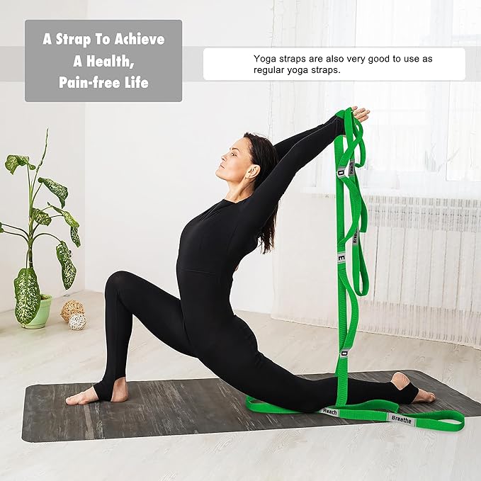 Stretching Strap Yoga Strap with 10 Loops, Non-Elastic Stretch Band for Physical Therapy, Flexibility, Exercise, Pilates, Dance & Gymnastics Workout - Bloomnest