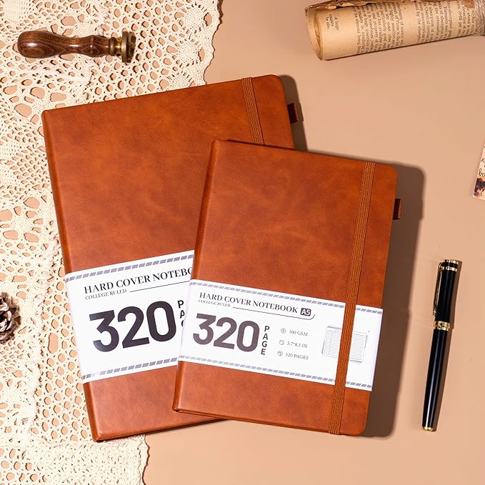 CAGIE Journal Notebook for Men Women Brown- B5 Large Journaling Notebooks Journals Leather for Writing Work Diary Hardcover Thick - Bloomnest