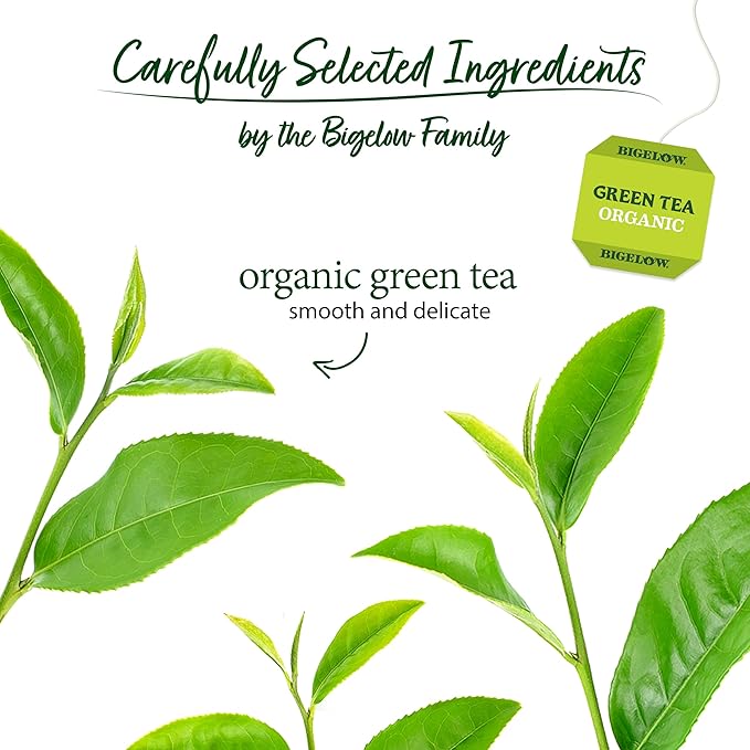 Bigelow Tea Organic Green Teabags Box, Caffeinated, 40 Count (Pack of 6) - Bloomnest