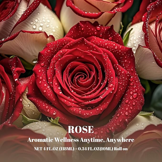 Rose Essential Oil (4 oz/120 ml) — Rose Oils for Aromatherapy, diffusers, humidifiers, Home fragrances, DIY Skincare, soap Making, DIY Candle, Relaxation, Yoga, and Meditation Ethlauff