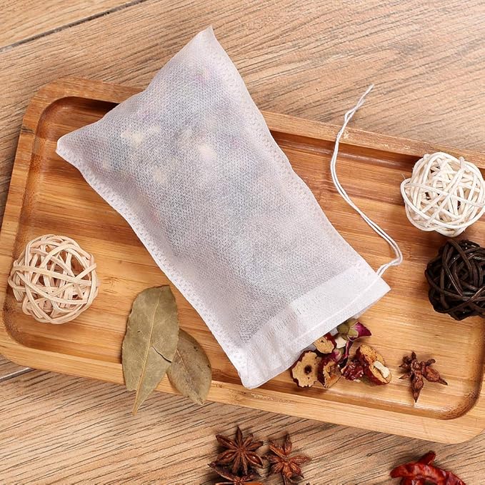Fenshine 100Pcs Large Tea Bag - Disposable Empty Tea Filter Bags No Mess Mesh Bags with Drawstring for Concentrate/Iced Coffee, Herb, Loose Leaf Tea - Bloomnest