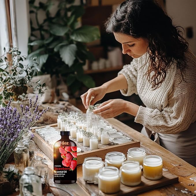 Strawberry Essential Oil, Strawberry Oil 4 Fl Oz 120ML for Diffuser Humidifier Yoga Cleaning DIY Candle Soap Making Perfume Gift for Women Essential Oils - Bloomnest