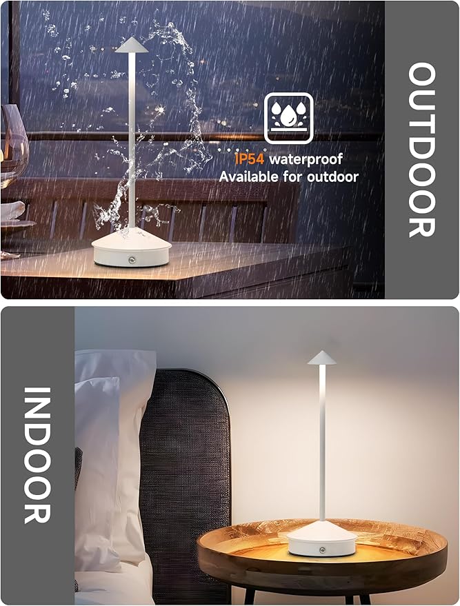 Table Lamps,LED Rechargeable Desk Lamp,Portable Modern USB Battery Operated Lights,Outdoor Waterproof Touch Dimmable,for Patio,Restaurant,Bar,Camping,Dining Home Set of 2 White - Bloomnest