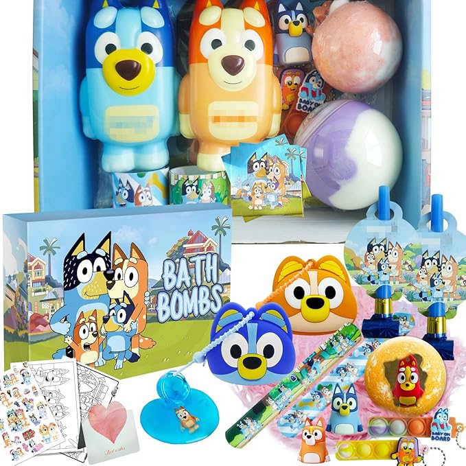 Birthday Gifts Set for Kids: Bath Bombs with Surprise Toy Inside, Bath Slime, Fidget Squishy Toys, Pop Fidget Toys, Silicone Coin Purse, Slap Bracelets, Pencil Sharpener, Relaxing Gift Set for Kids - Bloomnest