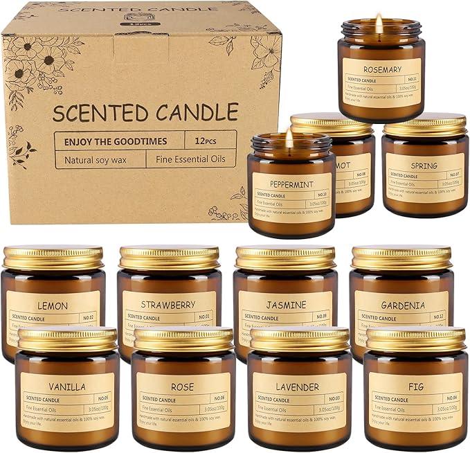 12 Pcs Scented Candles with Added Natural Essential Oils, 3.05oz, Suitable for Various Festivals, Parties, Yoga, and Home Scene. - Bloomnest