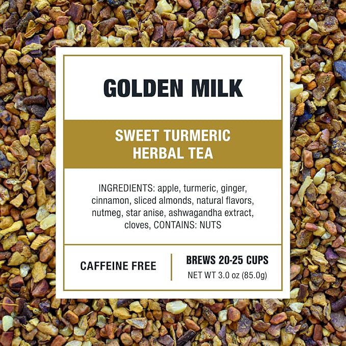 Tiesta Tea - Golden Milk, Loose Leaf, Sweet Turmeric Herbal Tea, Non-Caffeinated Herbal Blend, Makes Hot or Iced Up to 20-25 Cups, 3oz Resealable Pouch - Bloomnest