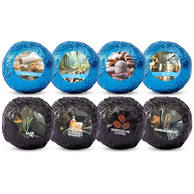 Bath Bombs for Men - Mens Relaxing Bath Bombs Gift Set - Organic with Masculine Scents for Him - 2.5 Oz Each - Gift Set of 8 Scented with Natural Essential Oils for Boyfriend, Husband or Father - Bloomnest