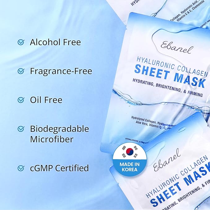 Ebanel 40 Pack Collagen Face Mask with Hyaluronic Acid, Vitamin C, Peptide, Aloe, Instant Brightening Hydrating Face Masks Skincare Korean Sheet Mask, Skin Firming, Lifting Anti Aging Facial Masks - Bloomnest