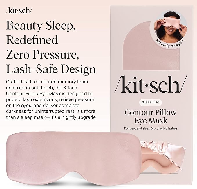 Kitsch Contour Pillow Eye Mask – Softer Than Silk Eye Mask for Sleeping, Blindfold Sleep Masks for Women & Men, No Eye Pressure, Lightweight, Eye Care, Travel Essentials - Blush - Bloomnest