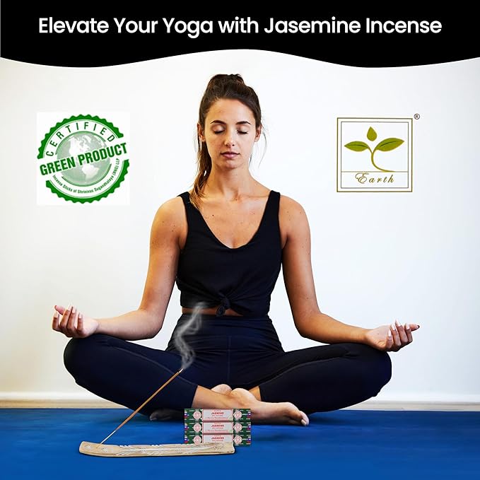 Satya Jasmine & Nagchampa Incense Sticks - 15gmx12 Pack with Raajsee Incense Holder - Bloomnest