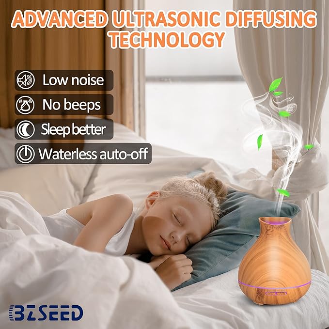 BZseed Aromatherapy Essential Oil Diffuser,2 PCS Humidifier with 550ml Lasting Mist Output Waterless Auto-Off Ultrasonic Diffusers 7 Color LED Lights Cool Mist Humidifier for Large Room, Home - Bloomnest