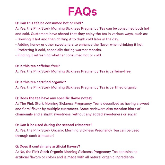 Pink Stork Organic Morning Sickness Pregnancy Tea - Hot or Iced Tea - Prenatal Heartburn, Indigestion, and Constipation Support - 1st Trimester Pregnancy Must Haves - Ginger Peach, 15 Sachets - Bloomnest