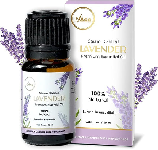 My Ace Lavender Essential Oil 0.33 fl oz – 100% Pure & Natural Lavandula Angustifolia – Undiluted Steam Distilled Oil for Diffuser, Aromatherapy, Skin, Hair & DIY Candle Making MyAce