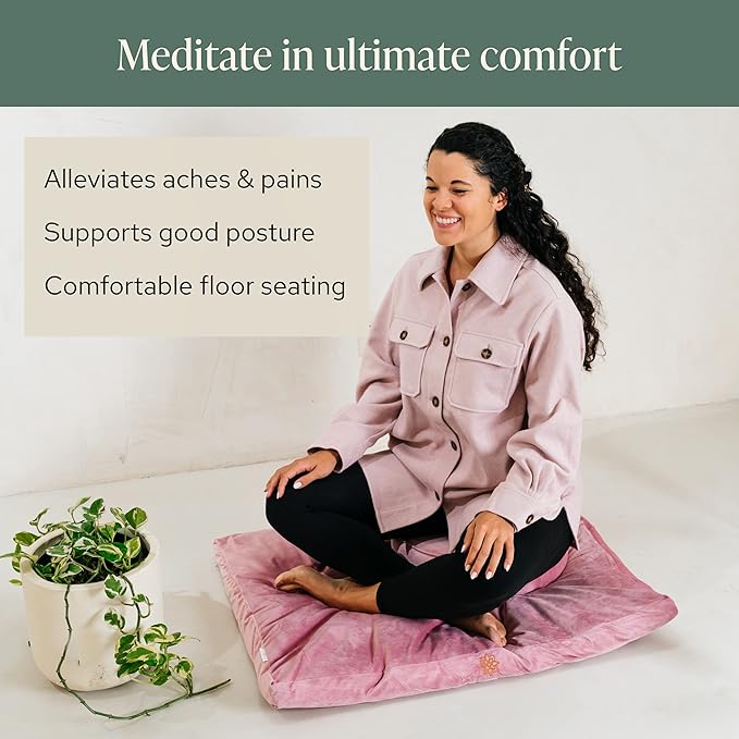 Mindful & Modern Zabuton Meditation Mat - Cotton Filled Yoga and Meditation Pad - Zabuton Meditation Cushion for Kneeling and Sitting Support - Large Rectangular Sitting Floor Pillow for Bench or Zafu - Bloomnest