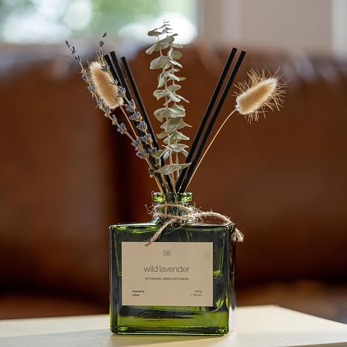 Craft & Kin Reed Diffuser with Dried Flowers | 5 oz White Lavender Scented Winter Reed Diffusers for Home, Bathroom | Scent Sticks | Elegant Fragrance Home Decor for Men & Women CraftKin