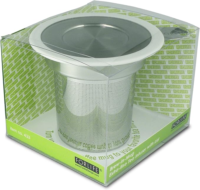 FORLIFE Brew-in-Mug Extra-Fine Tea Infuser with Lid, White - Bloomnest