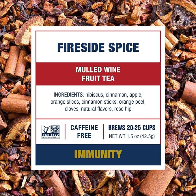 Tiesta Tea - Fireside Spice, Loose Leaf, Mulled Wine Herbal Tea, Premium Non-Caffeinated Holiday Blend, Make Hot or Iced, Brews Up to 25 Cups, 1.5 Ounce Resealable Pouch - Bloomnest