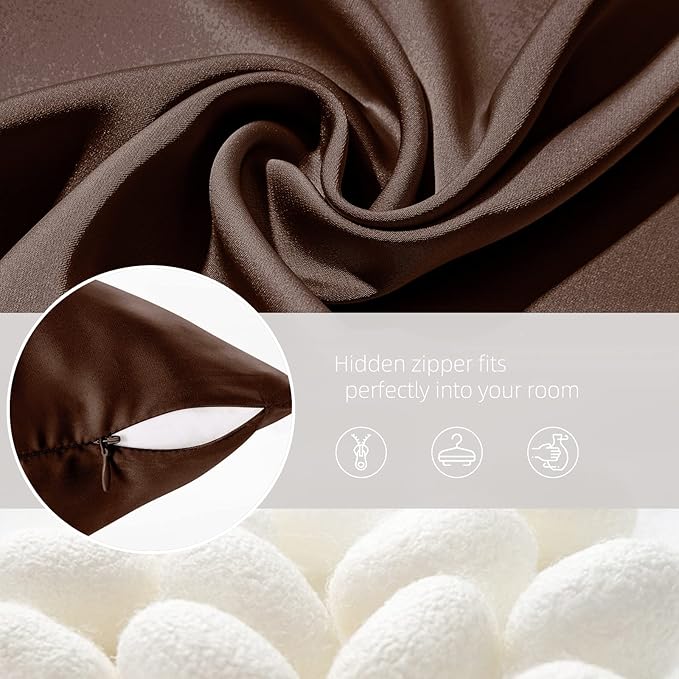 Silk Pillowcase for Hair and Skin Mulberry Silk Pillowcase Soft Breathable Smooth Both Sided Natural Silk Pillowcase with Zipper Beauty Sleep Silk Pillow Case 1 Pack for Gift(Queen,Brown) - Bloomnest