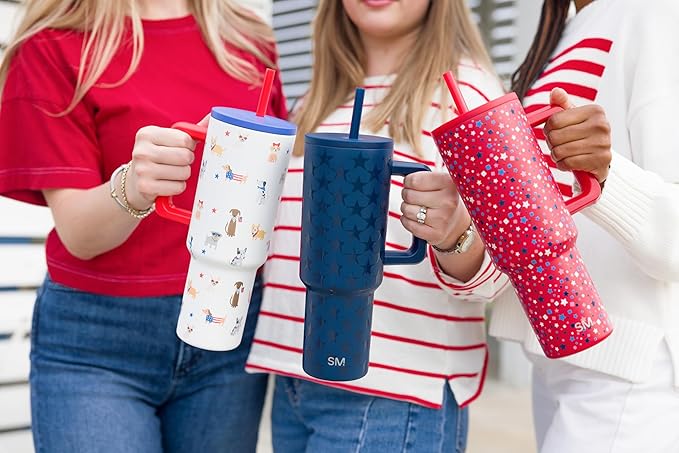 Simple Modern 4th of July 40 oz Trek Tumbler with Handle and Straw Lid | Cup Holder Friendly Insulated Stainless Steel Travel Mug | Star Speckled Banner SimpleModern