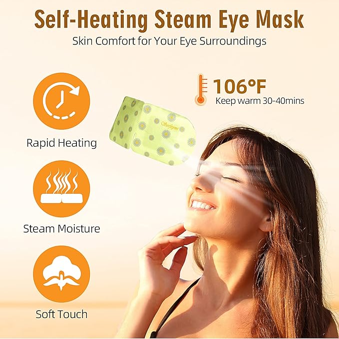 Serfeymi 10 Packs Steam Eye Masks,Disposable Self Heated Warm SPA Moist Eye Mask Compress Pad for Sleeping,Eye Fatigue Relief,Christmas Stocking Stuffers - Upgraded Scent-Chamomile - Bloomnest