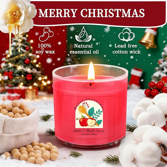 Christmas Candles for Women 12 Pack Candles for Home Scented Winter Holiday 240Hours Small Natural Soy Wax Candle Bulk Mini Candle Gift Set for Men Women Holiday Christmas New Year Winter Décor - Bloomnest