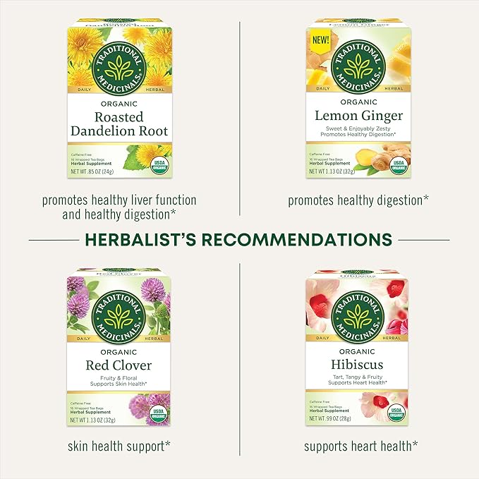 Traditional Medicinals Tea, Organic Everyday Detox Lemon, Supports Healthy Skin & Liver Function, Detox, 16 Tea Bags - Bloomnest
