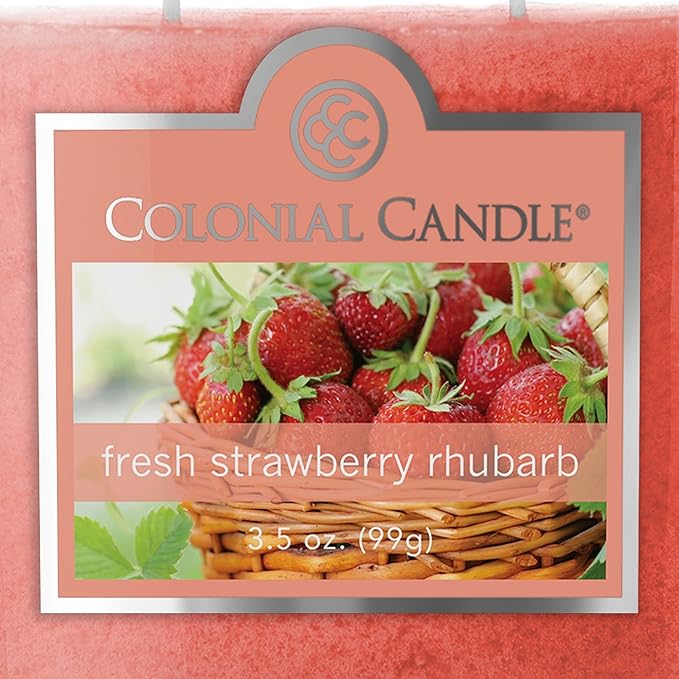 Colonial Candle Fresh Strawberry Rhubarb Scented Jar Candle, 2 Wick, 3.5 oz, Mottled Wax Candle - Bloomnest