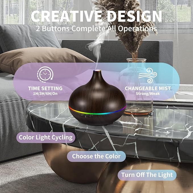 Aromatherapy Essential Oil Diffuser Set - 550ML Ultrasonic Humidifier for Large Rooms - Vaporizer and Aroma Diffuser for Home Bedroom - Bloomnest