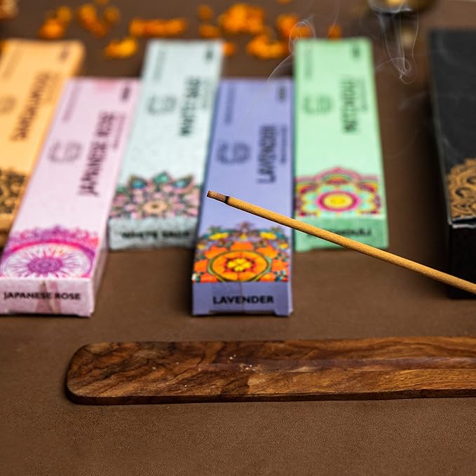 Raajsee Natural Incense Sticks,6 Pack Mixed Scents Gift Pack 15 gm Each (90 gm Total), Insense Sticks Variety Pack, 100% Organic Non Toxic Natural - Hand Rolled Free from Chemicals RAAJSEE
