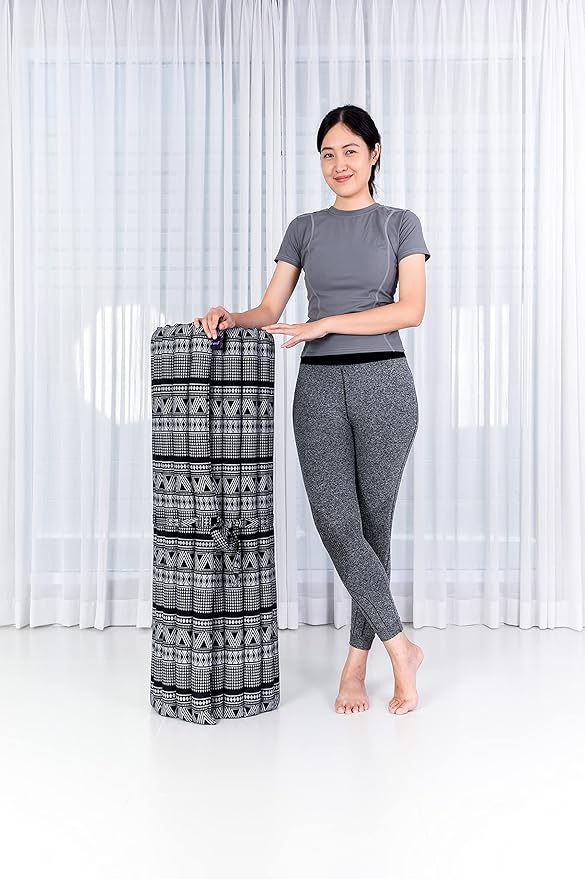 Leewadee - Kapok Roll Mat – Handcrafted Folding Sleep & Relaxation Mattress from Thailand, Ideal as Guest Bed, Camping Mat, Yoga Mat or Traditional Futon, 75 x 39 inches, Black White - Bloomnest
